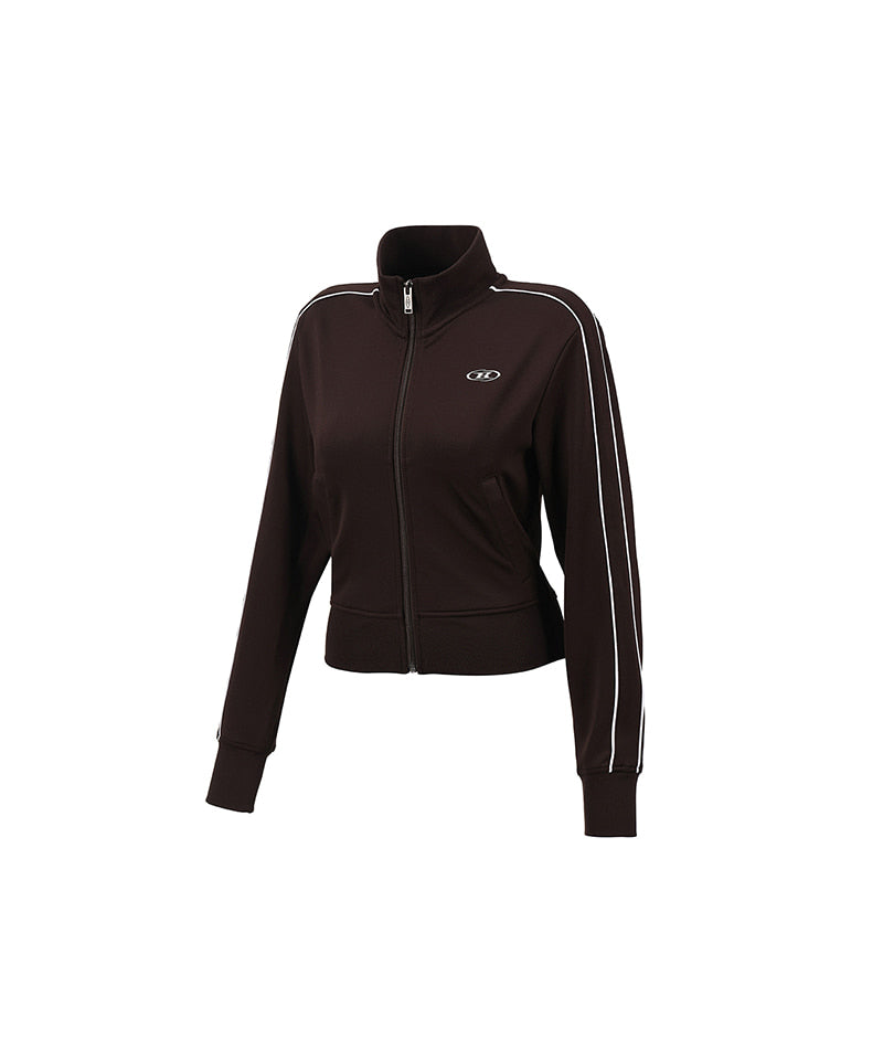 W PIPING LINE ZIP UP JACKET [BROWN]