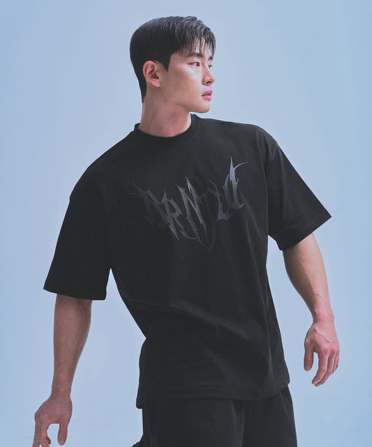 TRIBAL SEMI OVER FIT T-SHIRTS [BLACK]