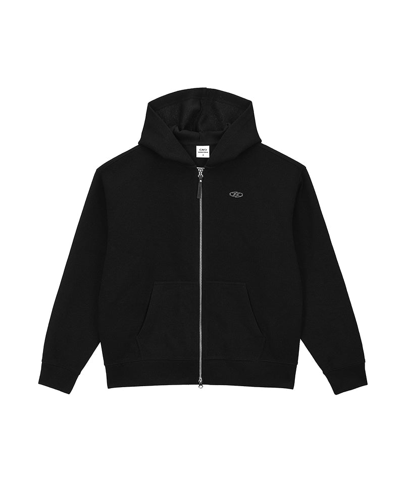 KNIT LIKE HOODIE ZIP UP [BLACK]