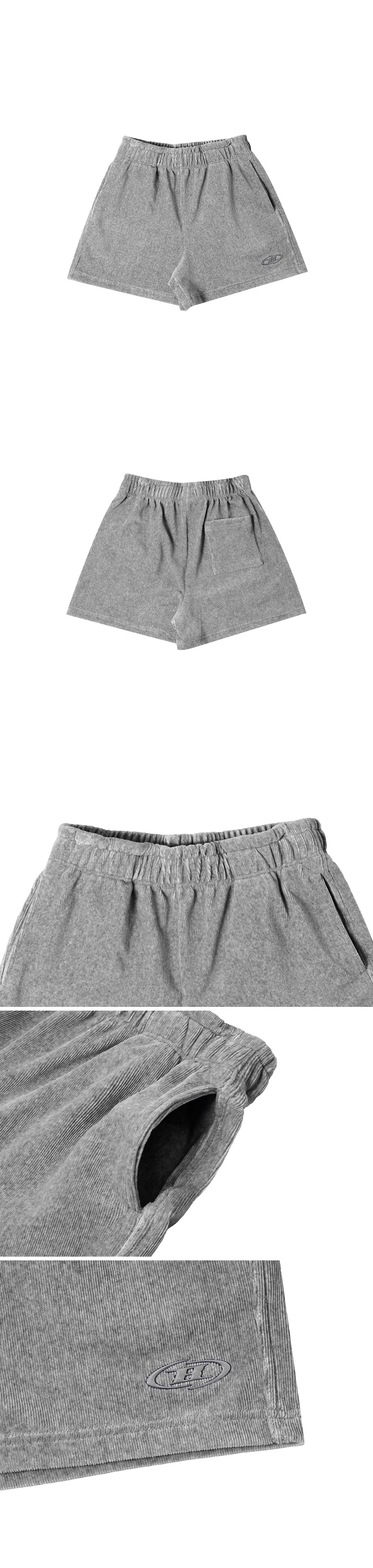 B CHROME VELOUR SHORTS [MELANGE GREY]