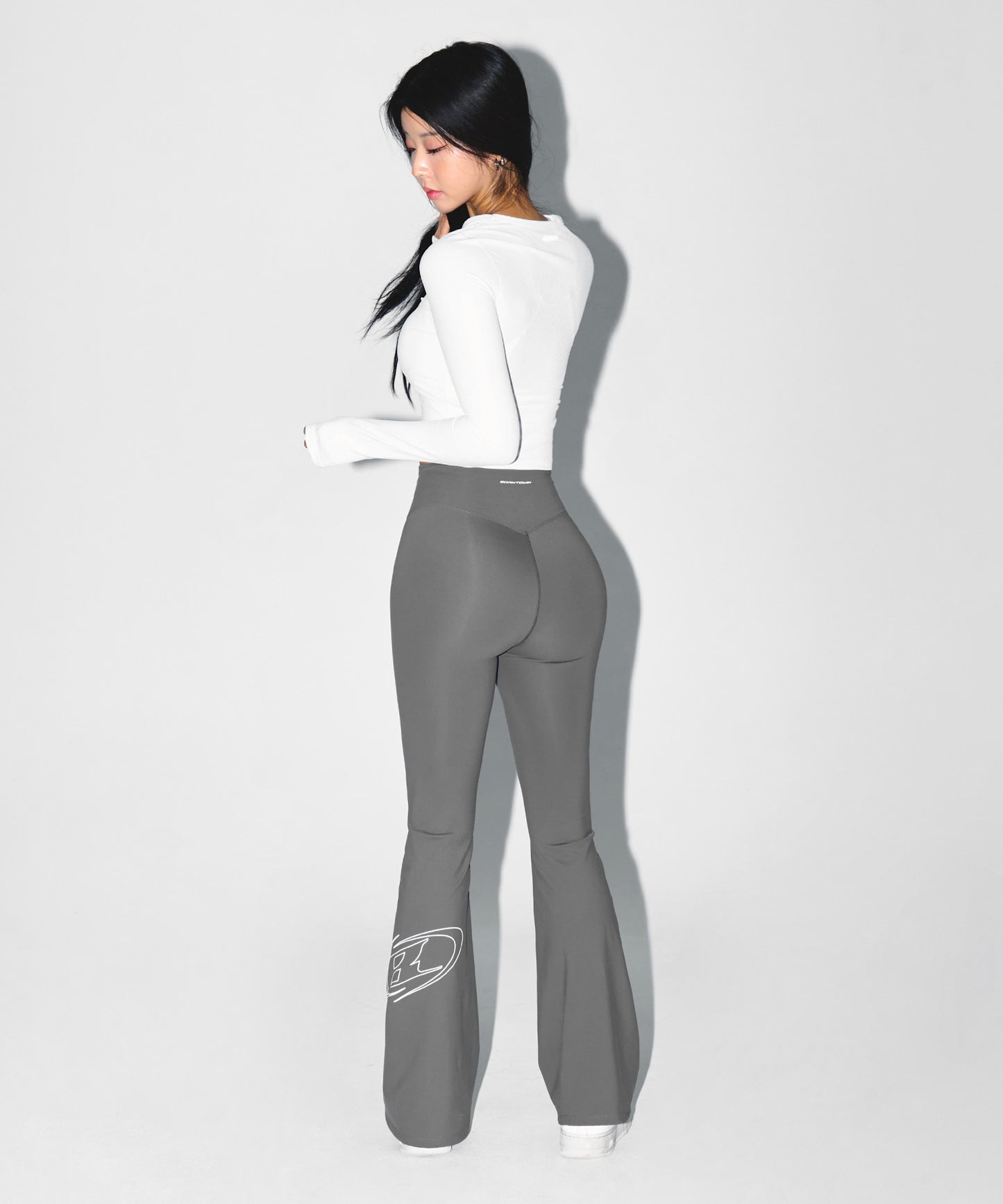 W STROKE B FLEECE BOOTS CUT LEGGINGS [CHARCOAL]