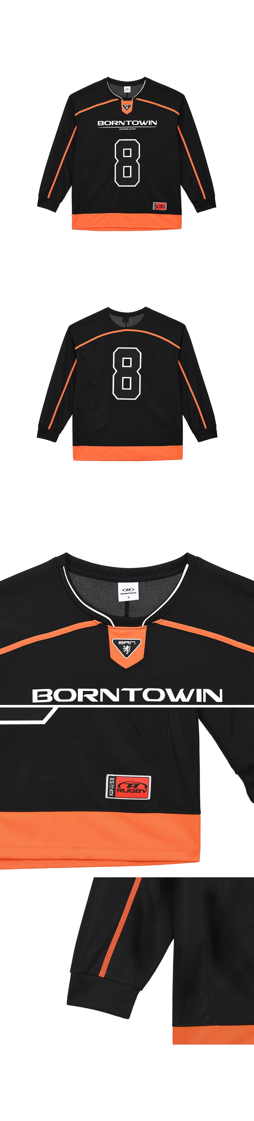 LINE TAPING RUGBY LONG SLEEVE [BLACK]
