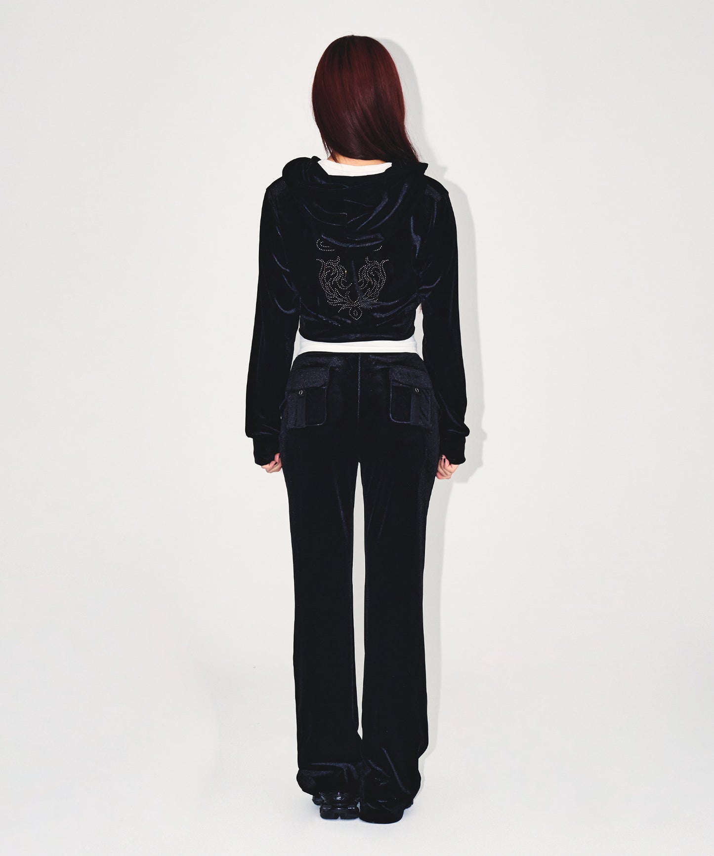 W DOUBLE B VELVET BOOTS CUT PANTS [BLACK]
