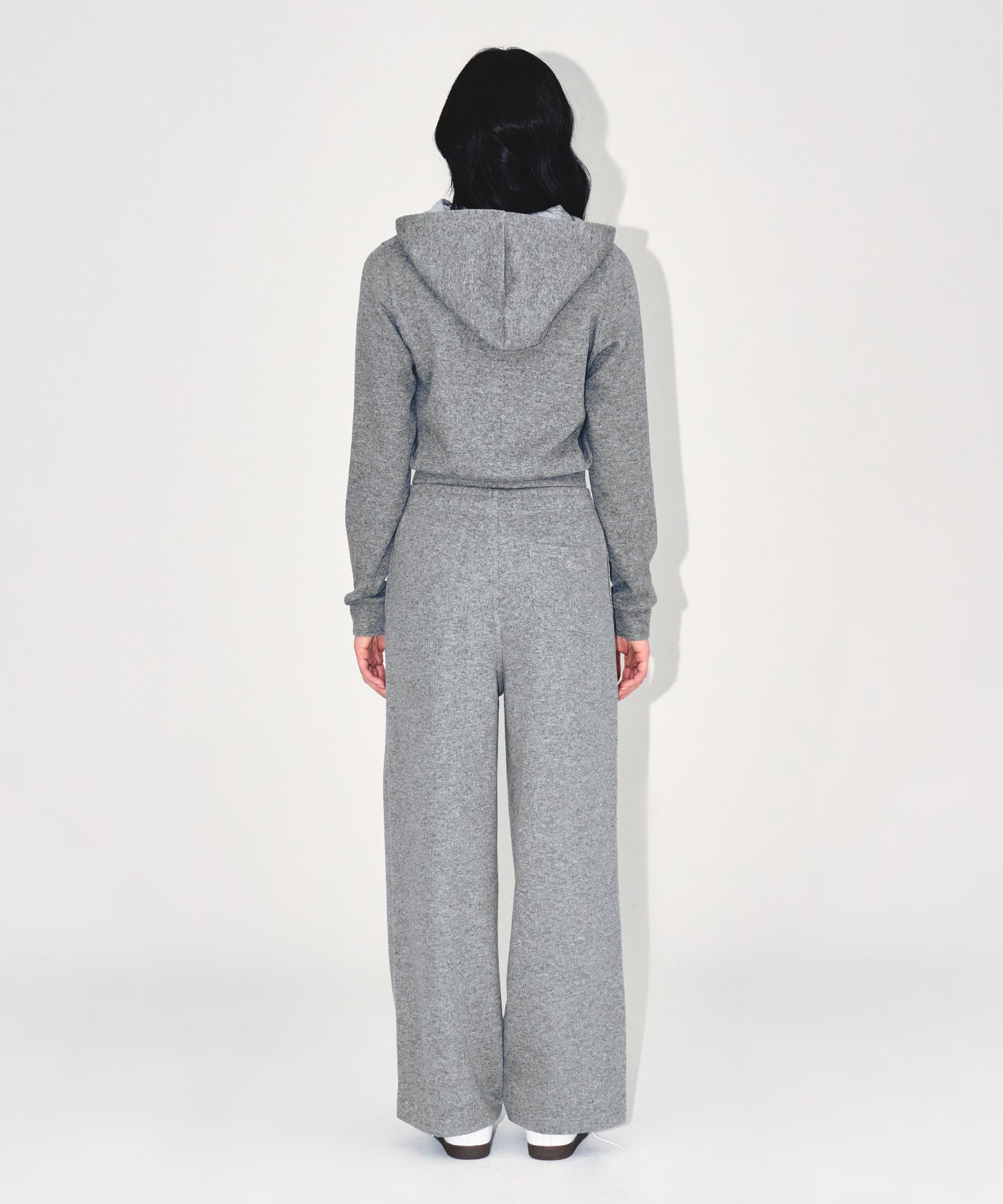 W KNIT LIKE SEMI WIDE PANTS [MELANGE GREY]