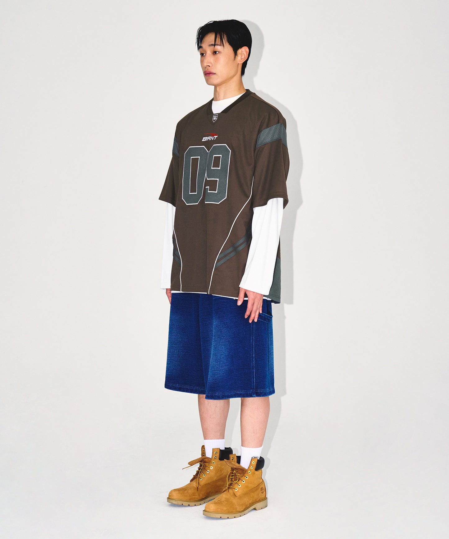 09 APPLIQUE RUGBY JERSEY T-SHIRTS [BROWN]