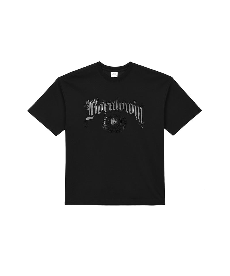 EMBLEM LOGO SEMI OVER FIT T-SHIRTS [BLACK]