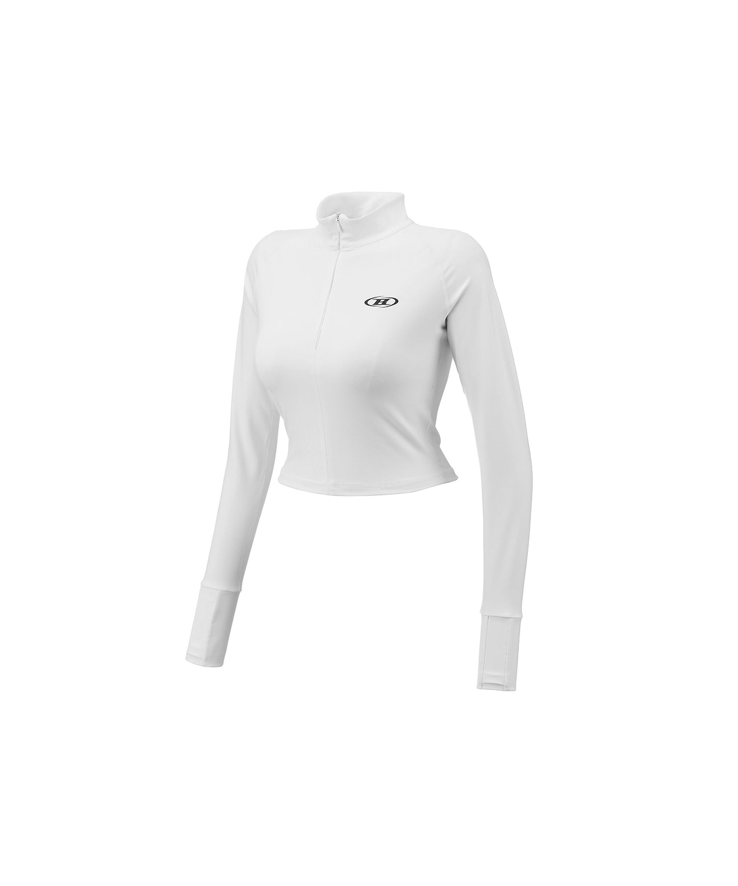 W SYMBOL B MESH HALF ZIP-UP LONG SLEEVE [WHITE]