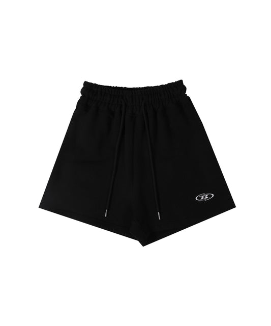 B LOGO SIMPLE HALF PANTS [BLACK]