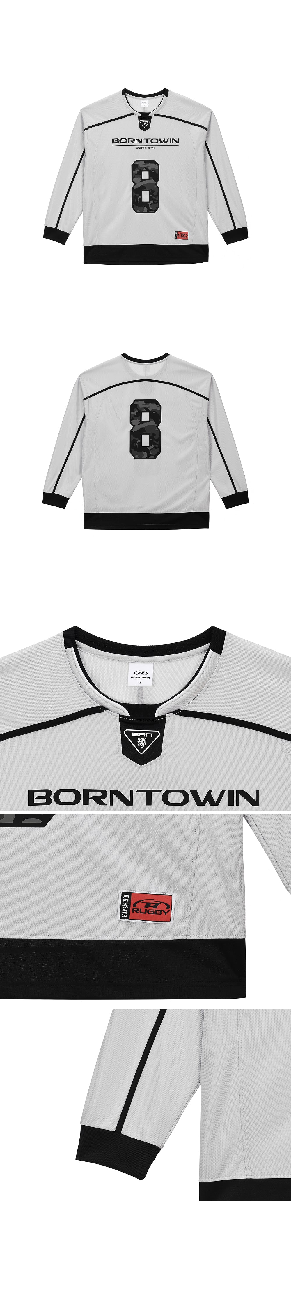 LINE TAPING RUGBY LONG SLEEVE [SILVER]