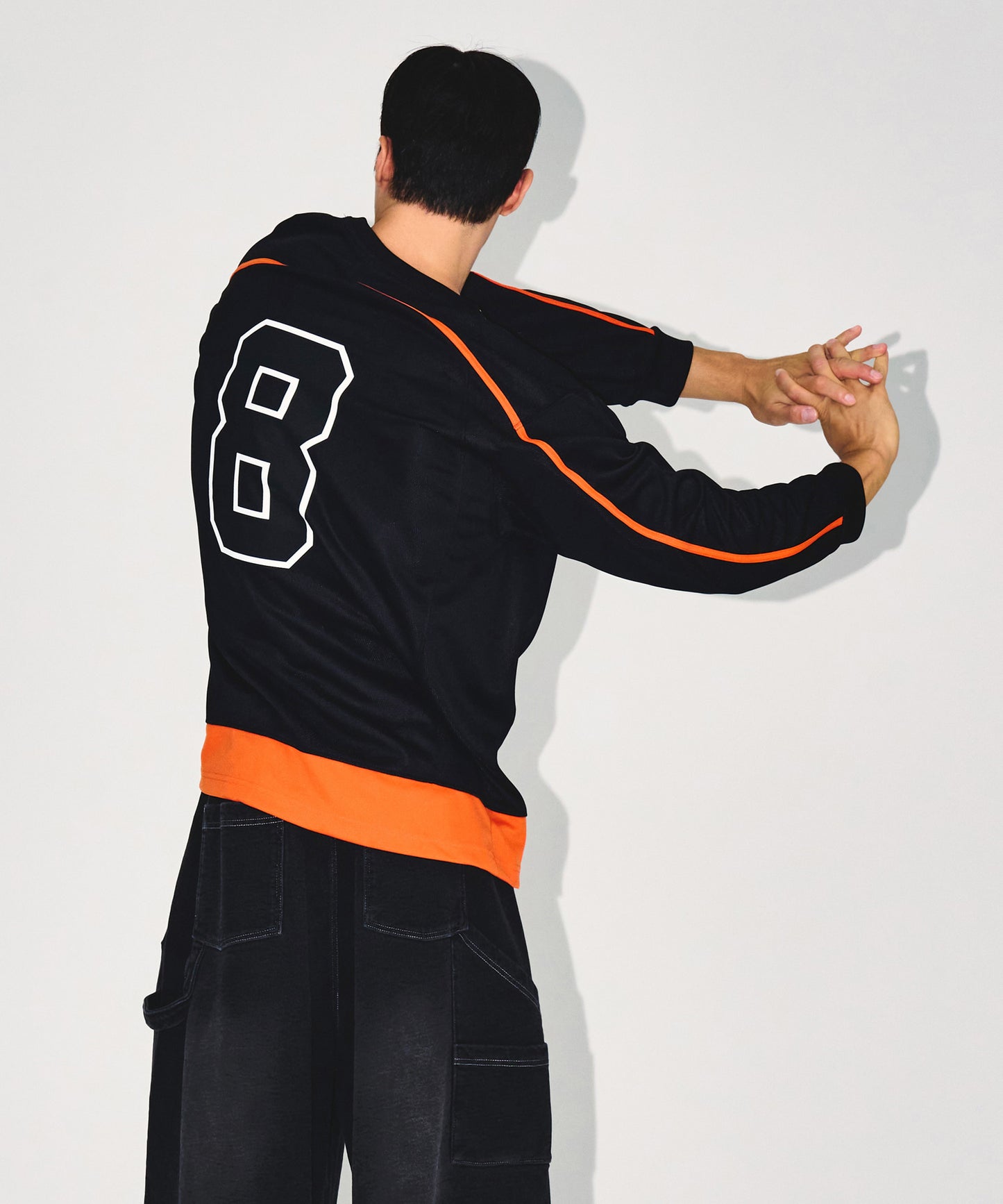 LINE TAPING RUGBY LONG SLEEVE [BLACK]