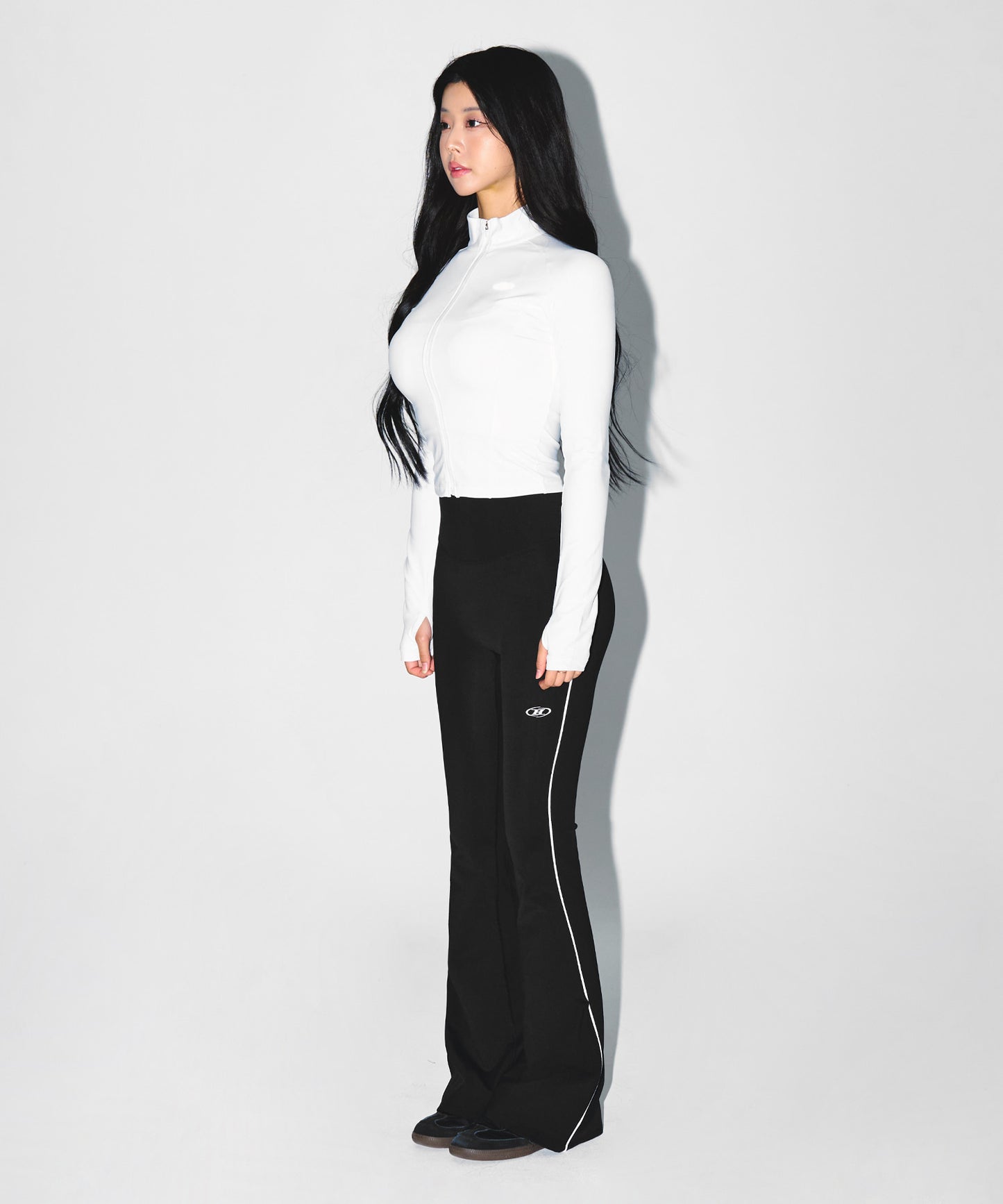 W PIPING FLEECE BOOTS CUT LEGGINGS [BLACK]