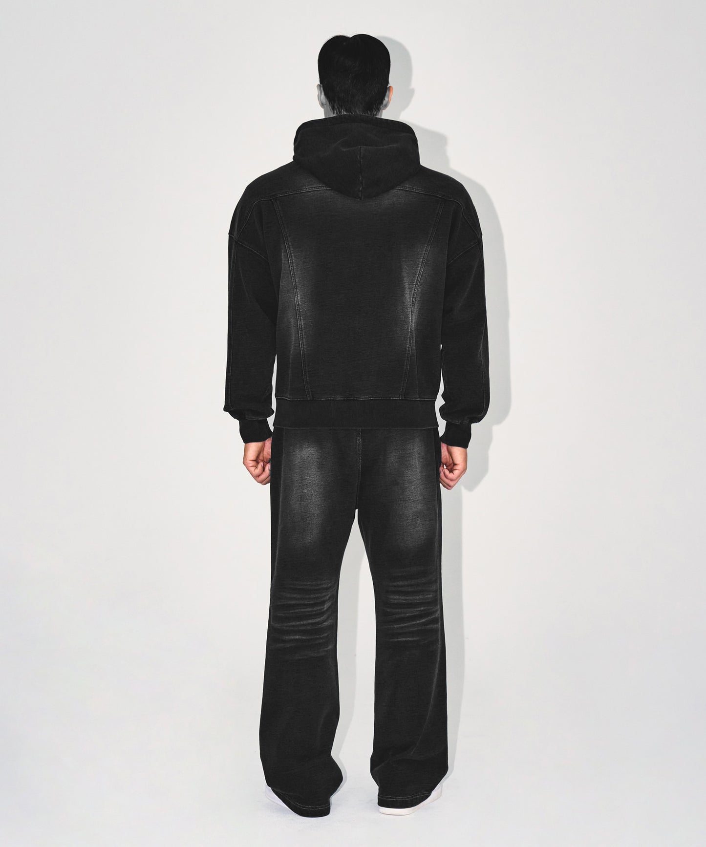 DENIM LIKE HOODIE ZIP-UP [BLACK DENIM]