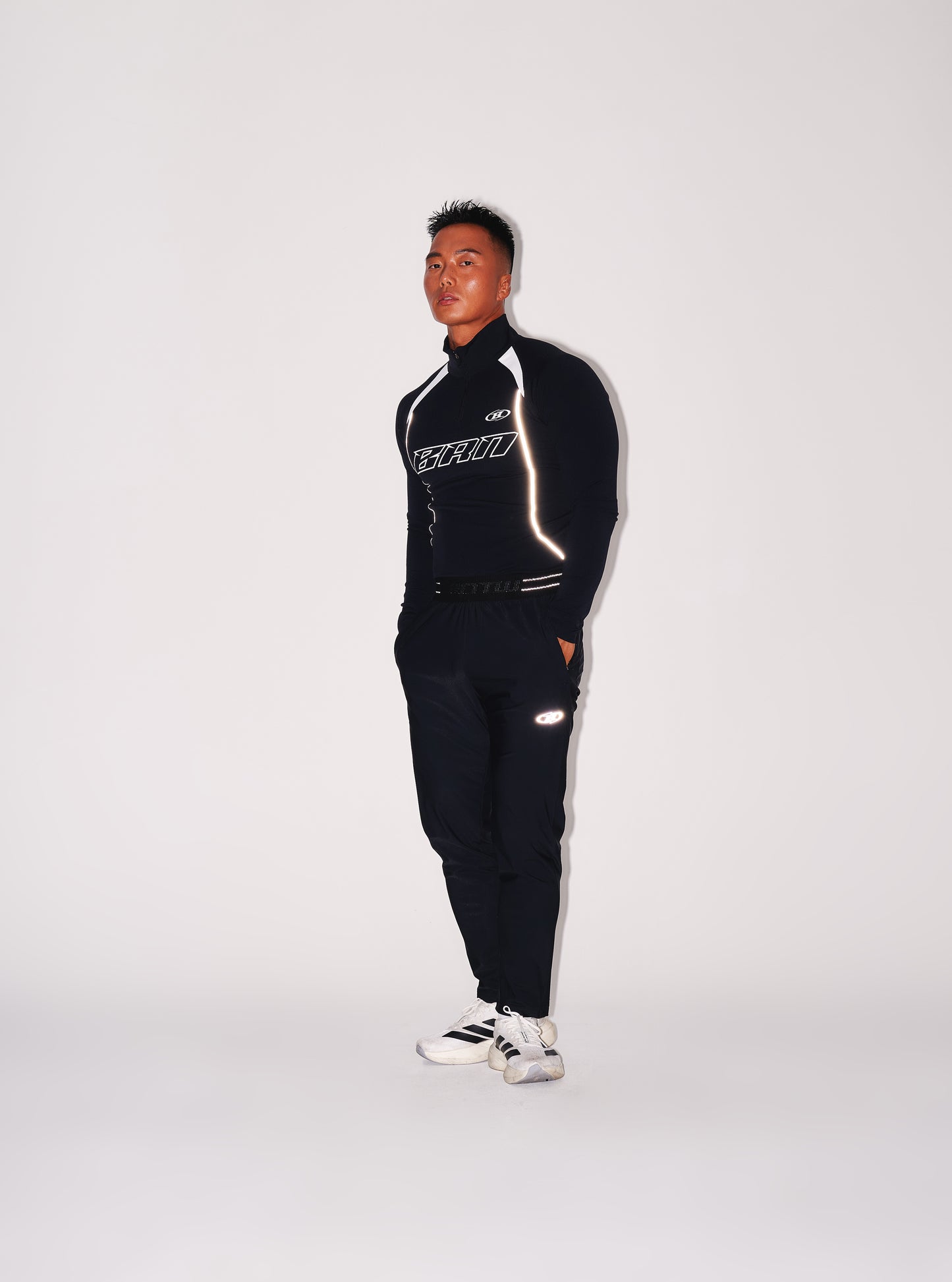 BRN SILVER LINE HALF ZIP UP LONG SLEEVE [BLACK]