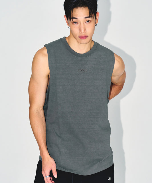 SILVER B PIGMENT DYING SLEEVELESS [ASHED GREEN]