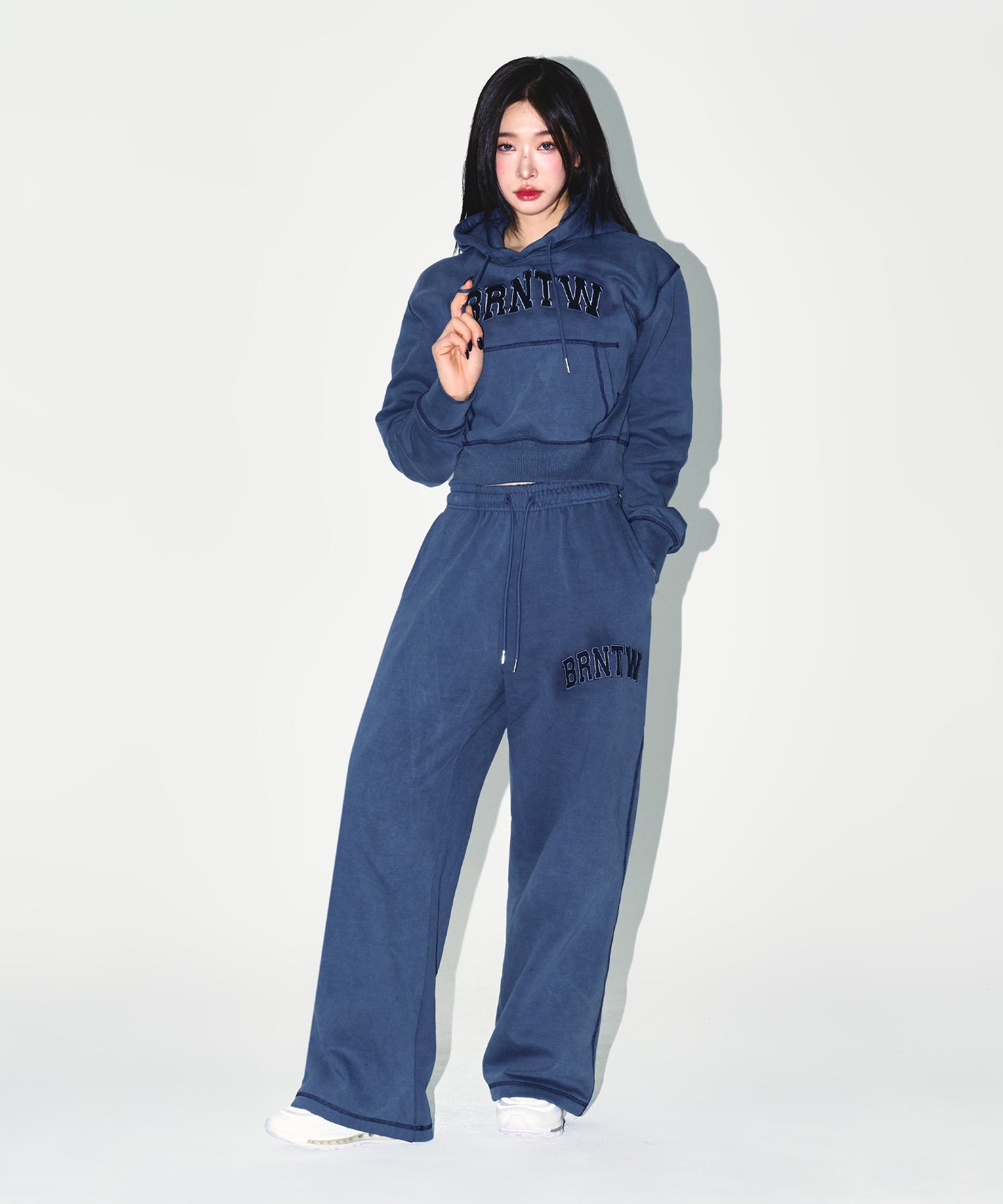 W PIGMENT DYEING SEMI WIDE PANTS [BLUE]