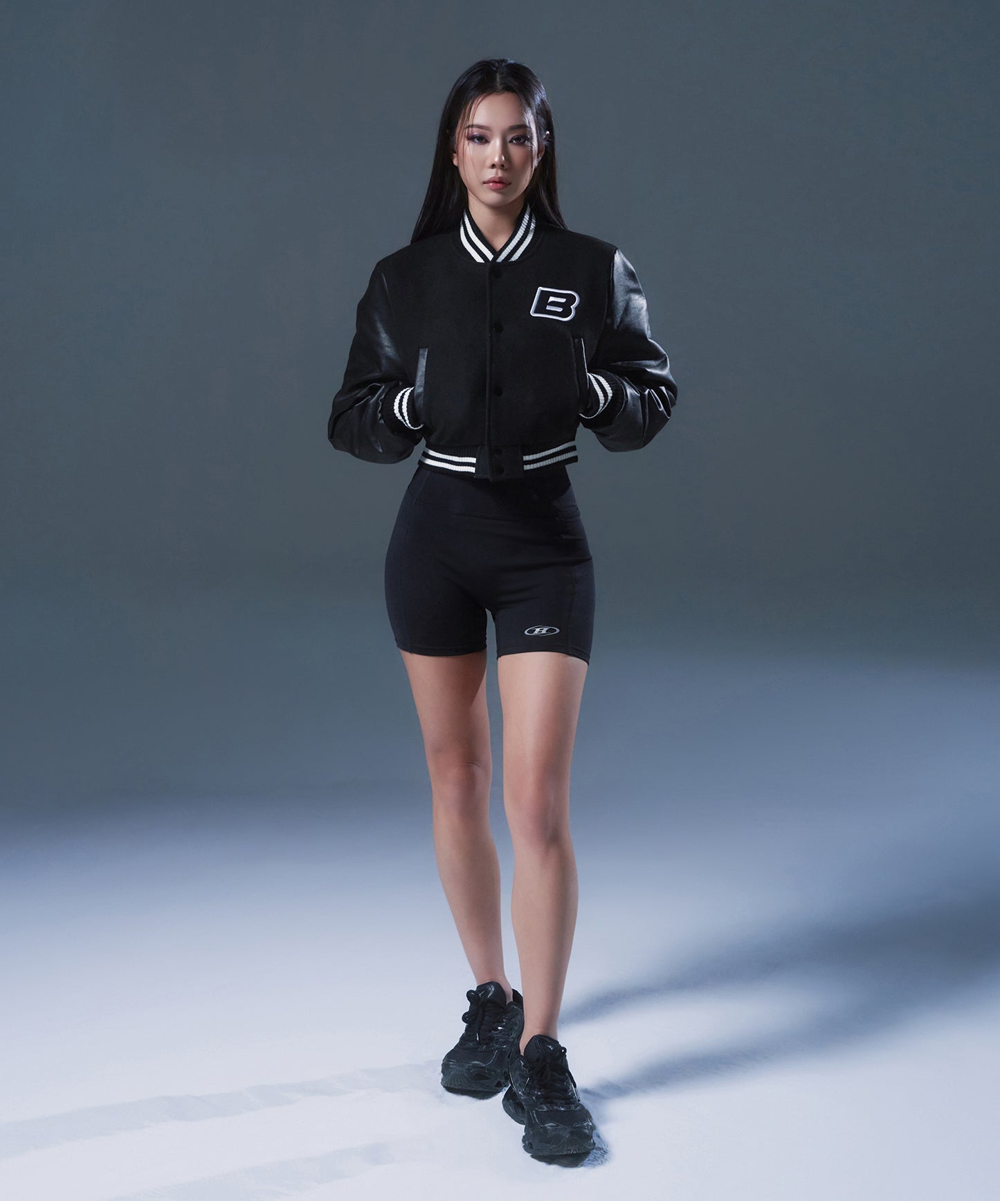 VARSITY QUILTING CROP JACKET [BLACK]