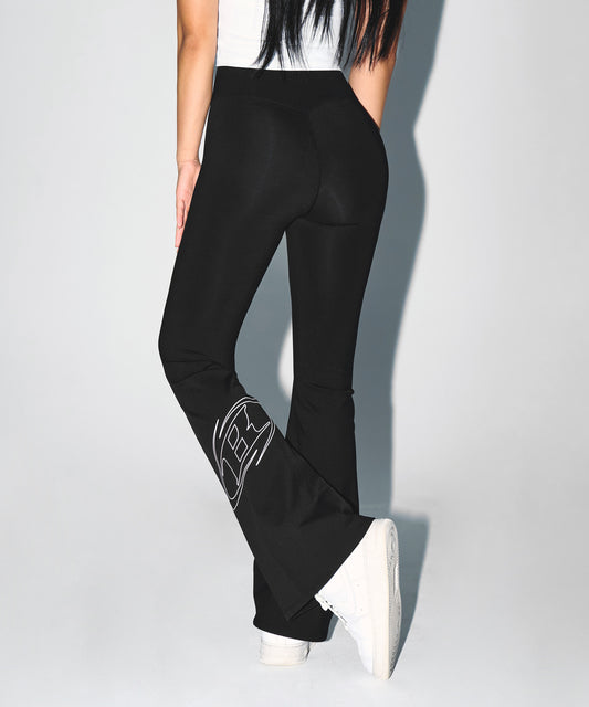 W STROKE B FLEECE BOOTS CUT LEGGINGS [BLACK]