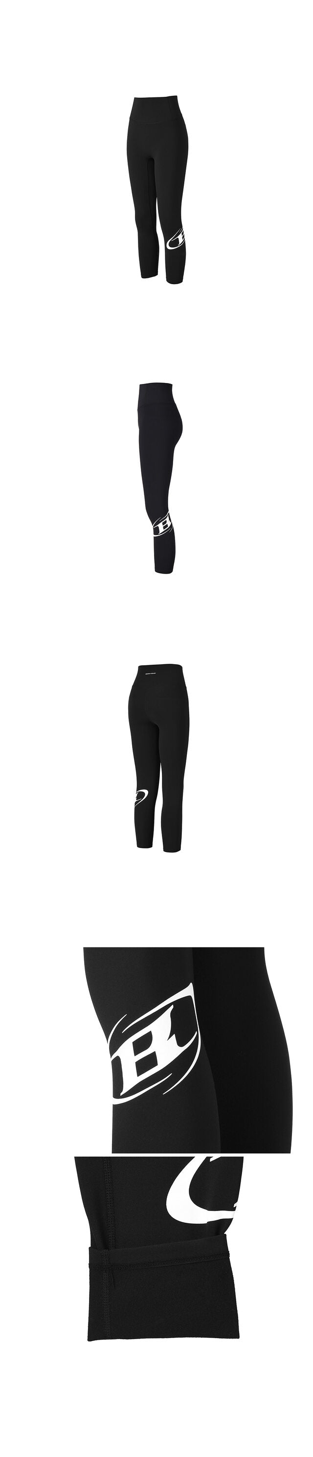 W SYMBOL B FLEECE LONG LEGGINGS [BLACK]