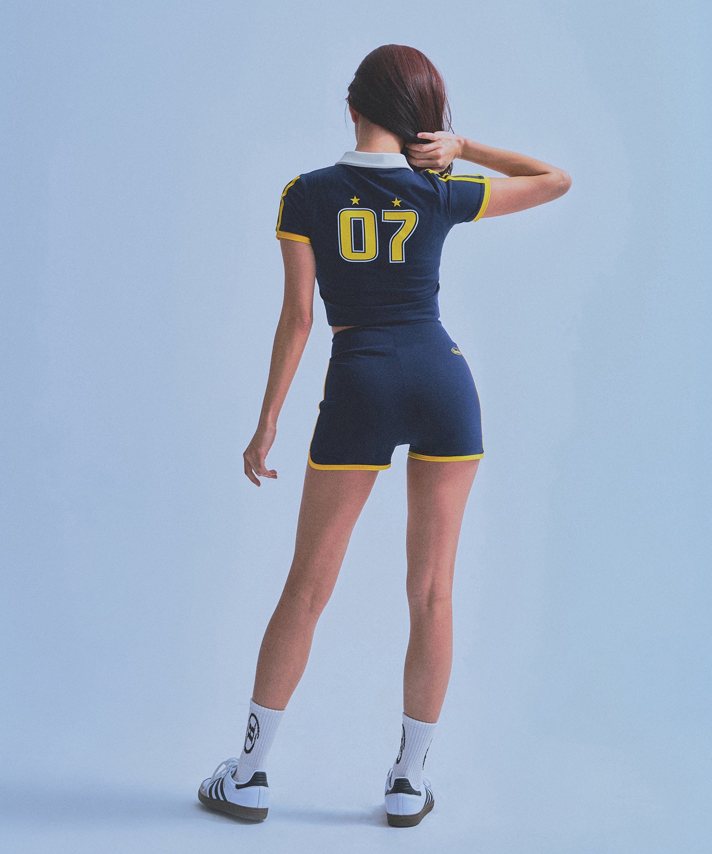 W BRNTW FOOTBALL CROP T-SHIRTS [NAVY]