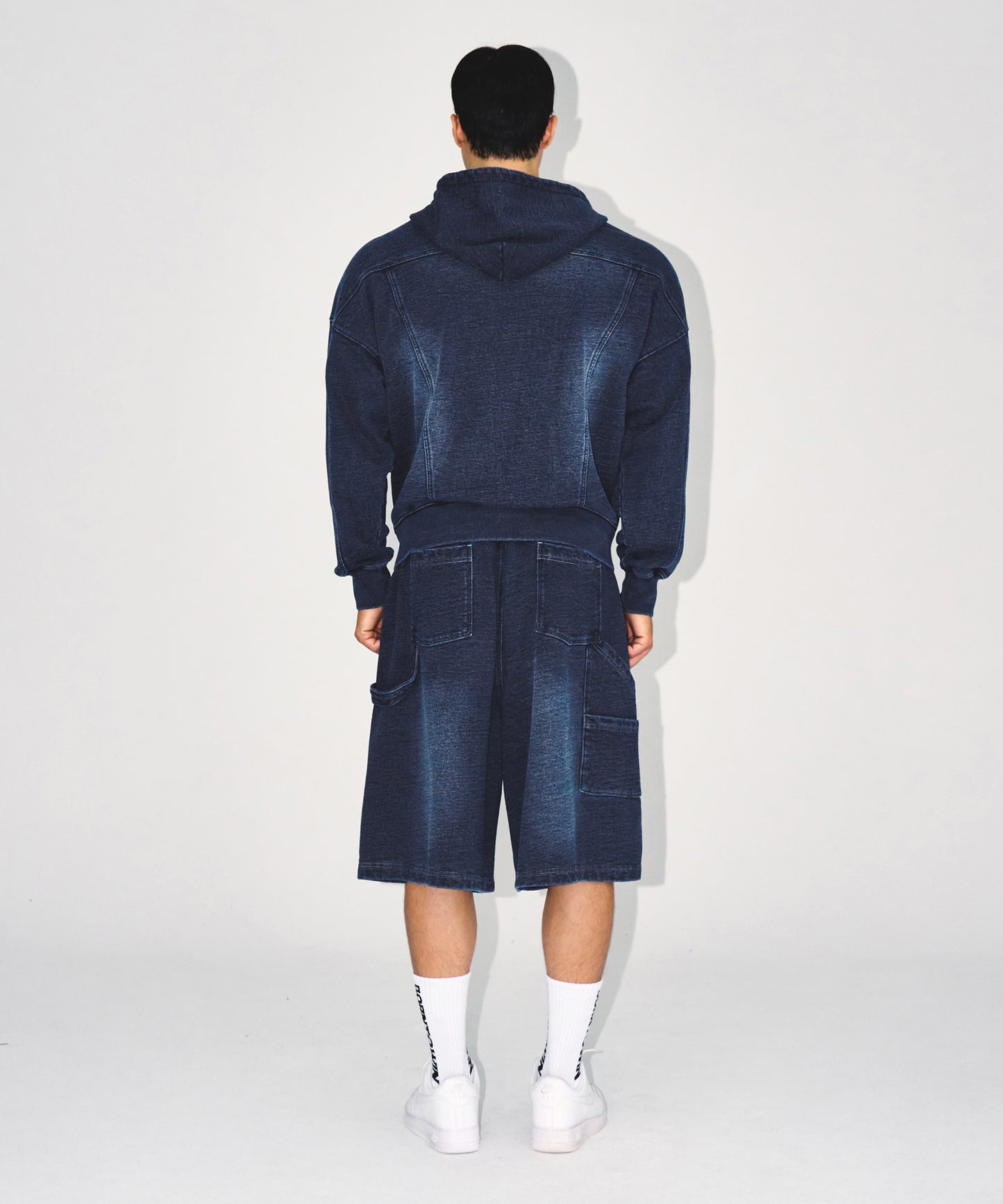 DENIM LIKE CARPENTER BERMUDA PANTS [MID DENIM]