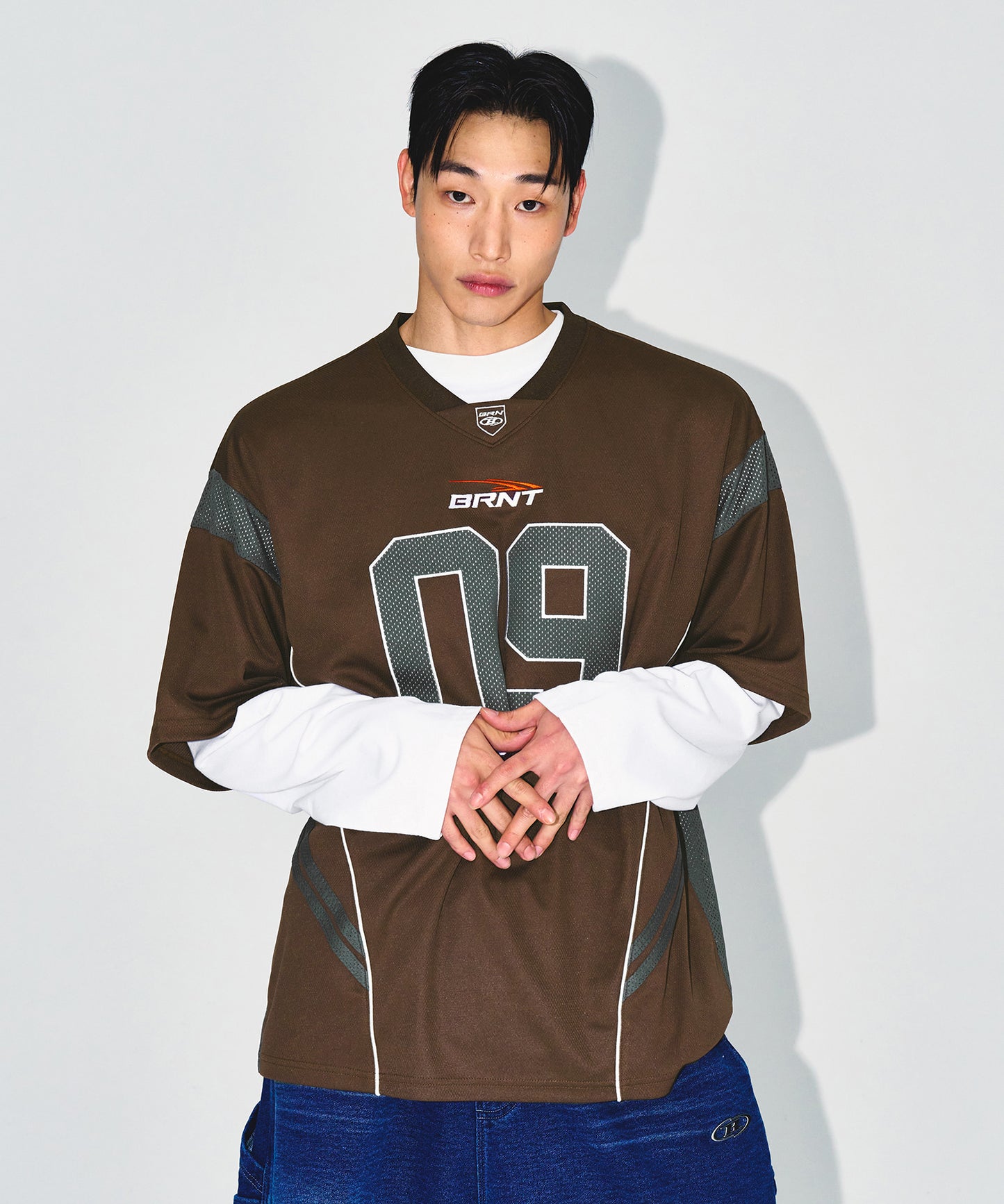 09 APPLIQUE RUGBY JERSEY T-SHIRTS [BROWN]