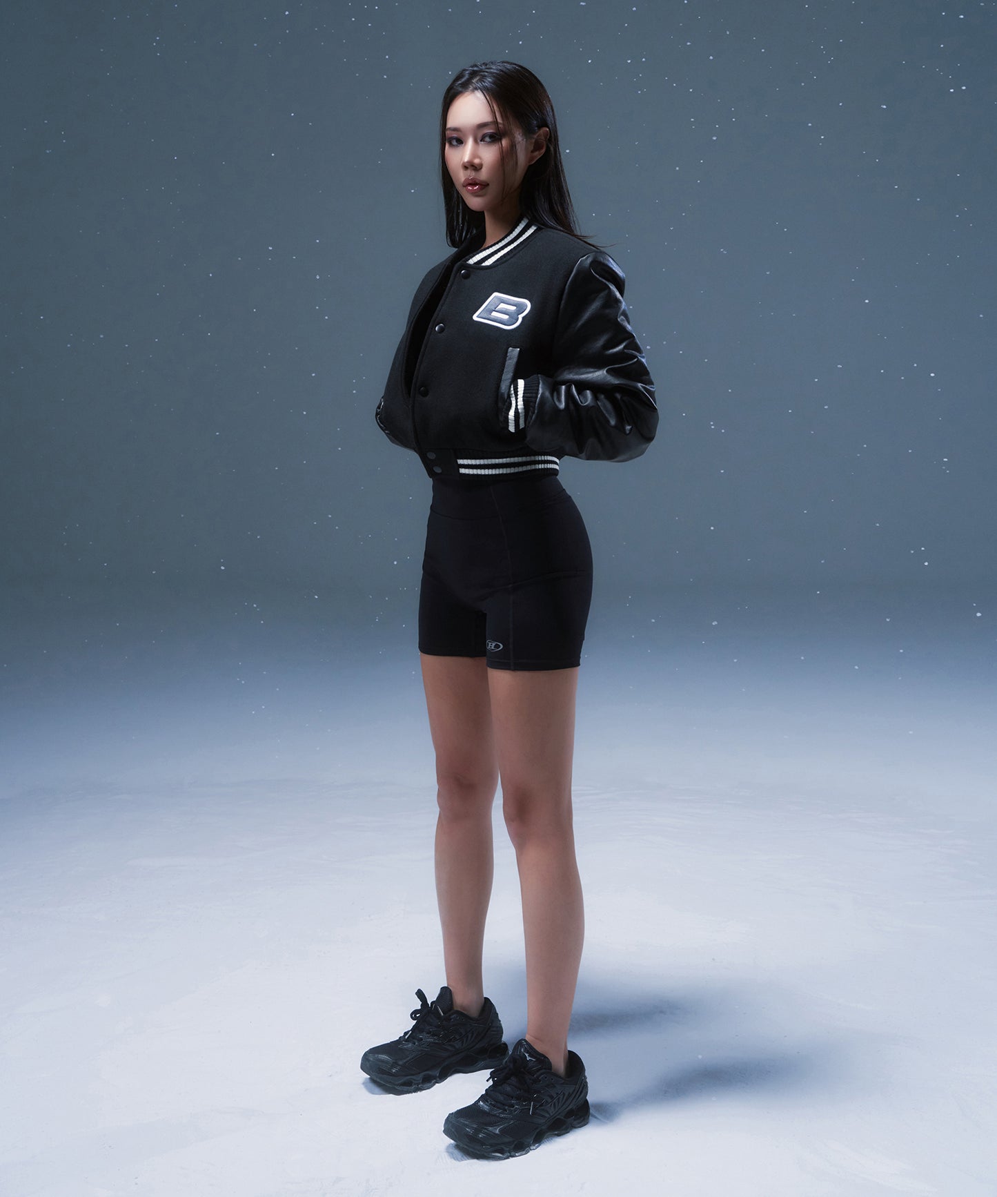 VARSITY QUILTING CROP JACKET [BLACK]