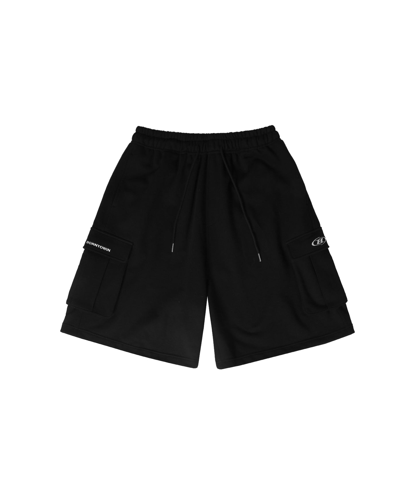 IN STOCK* SYMBOL LOGO CARGO BERMUDA PANTS [BLACK]