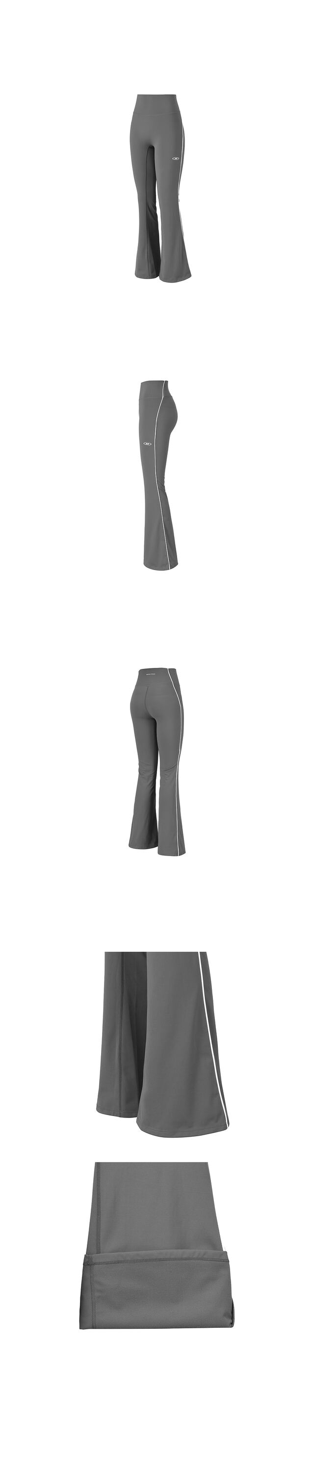 W PIPING FLEECE BOOTS CUT LEGGINGS [CHARCOAL]