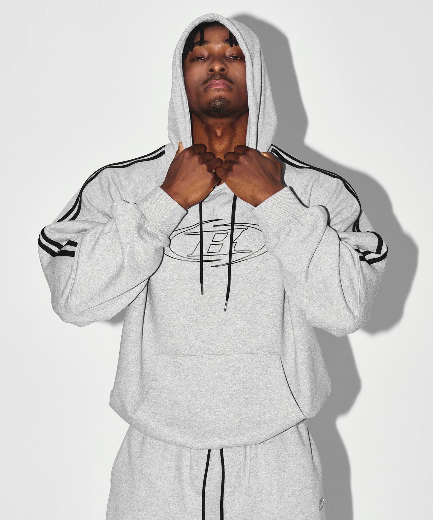 STROKE B TRACK LINE HOODIE [MELANGE GREY]