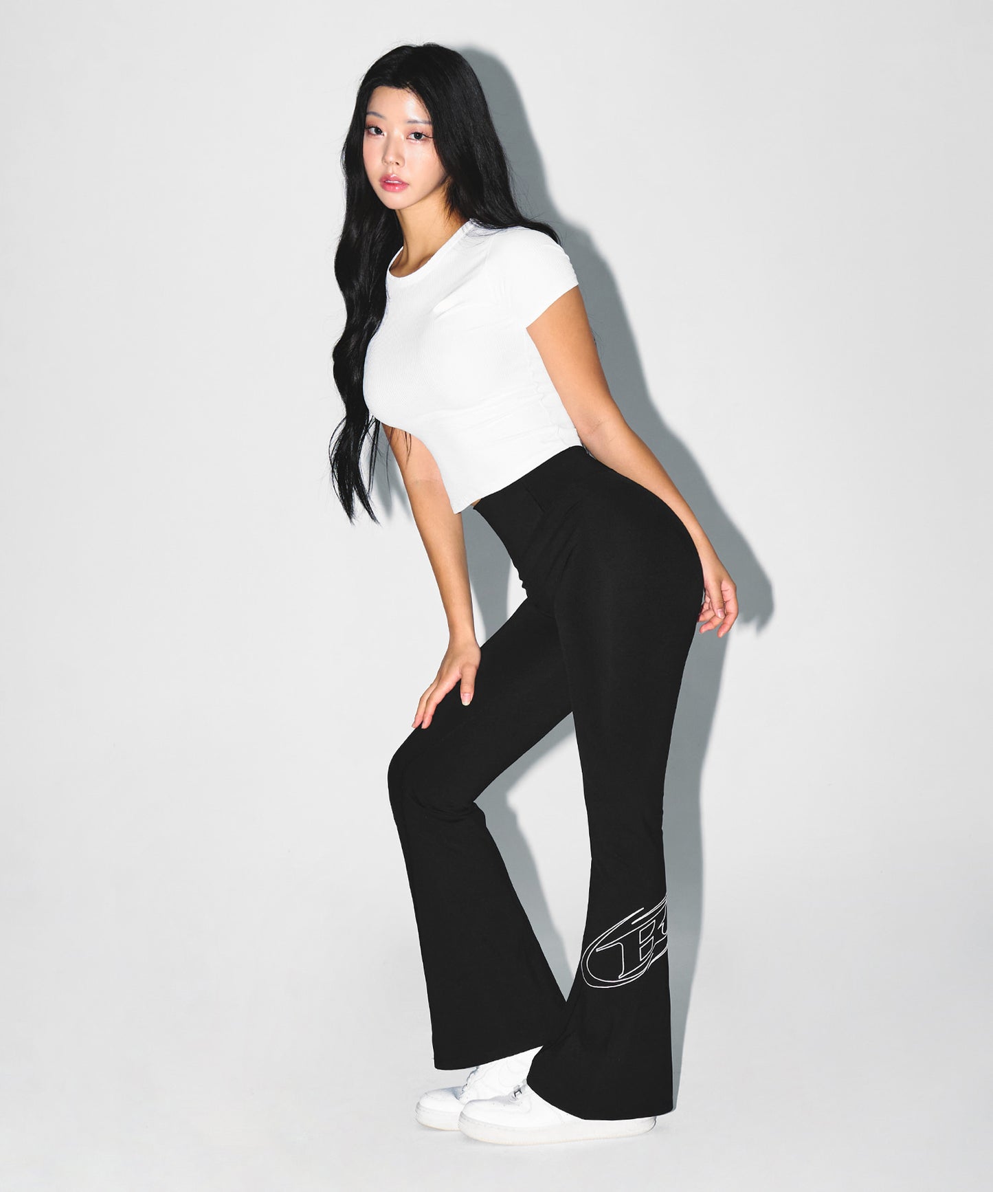 W STROKE B FLEECE BOOTS CUT LEGGINGS [BLACK]