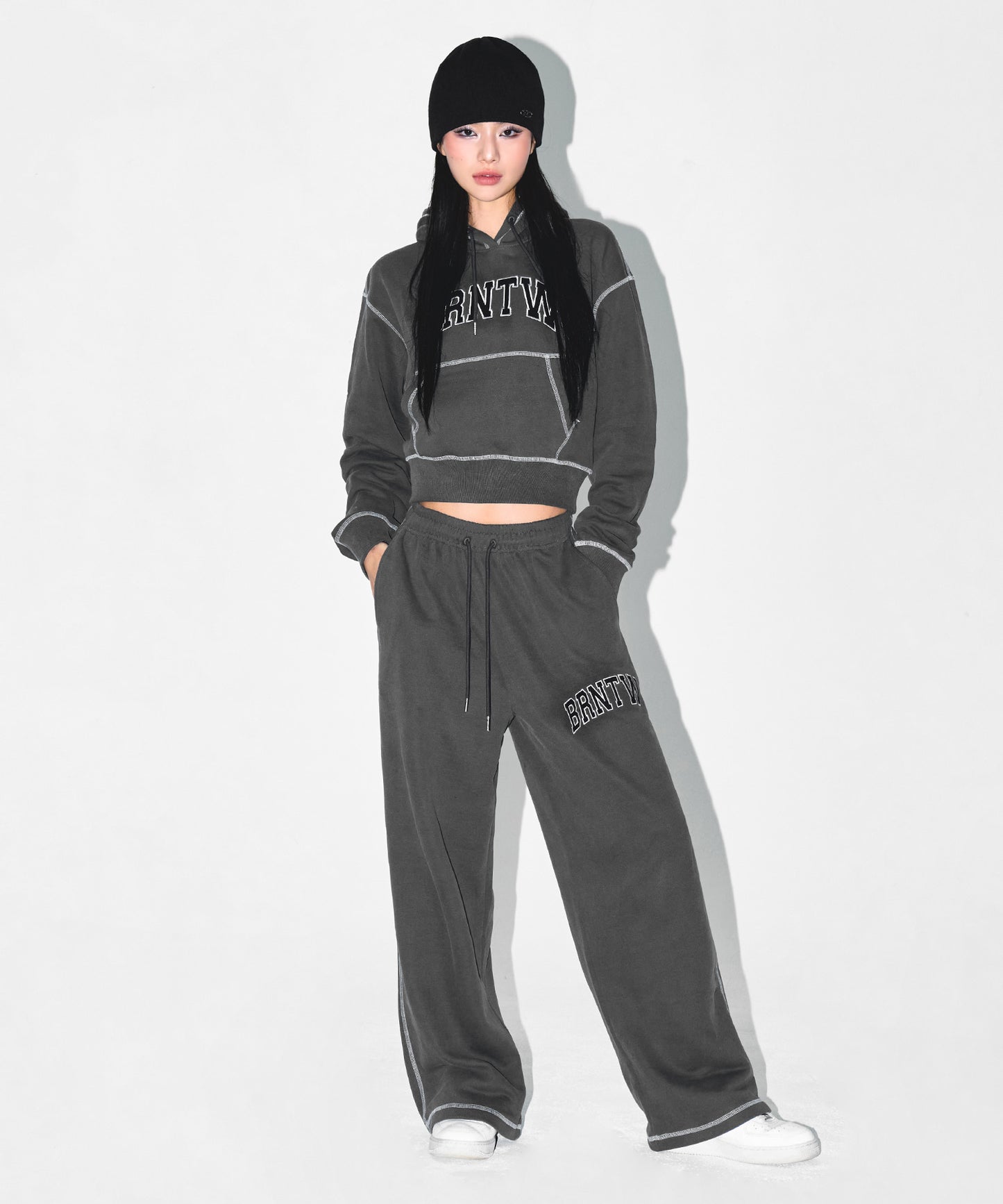 W PIGMENT DYEING SEMI WIDE PANTS [CHARCOAL]