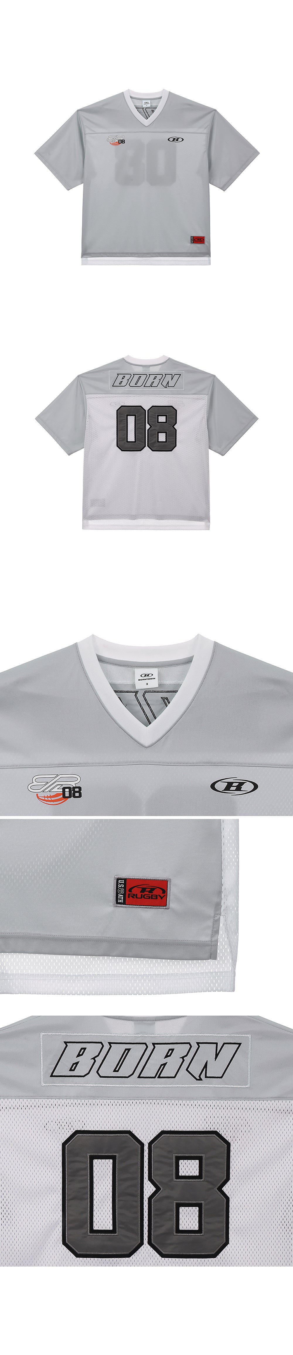 08 RUGBY JERSEY T-SHIRTS [SILVER]