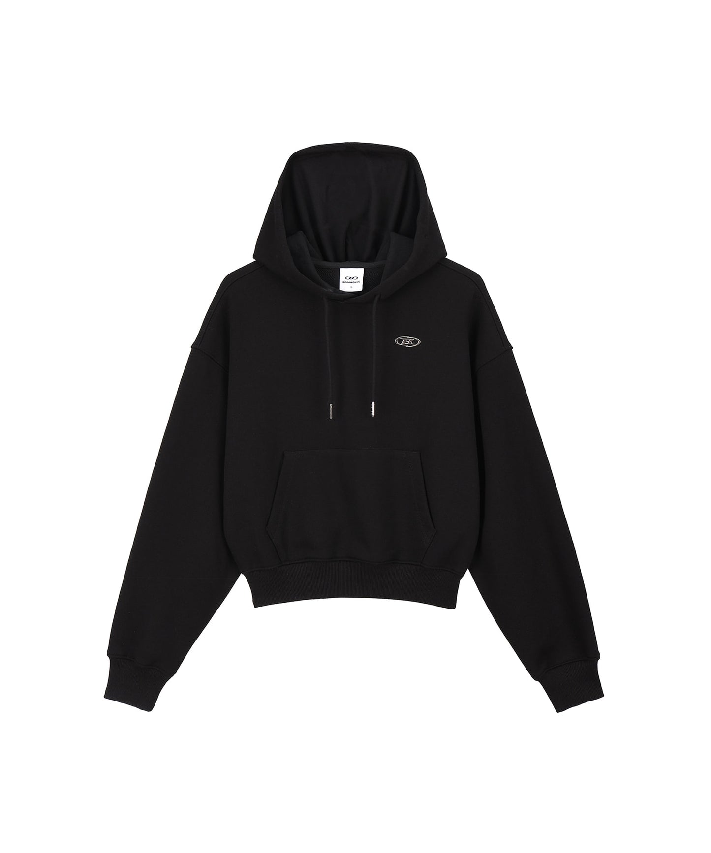 W SILVER B CROP HOODIE [BLACK]