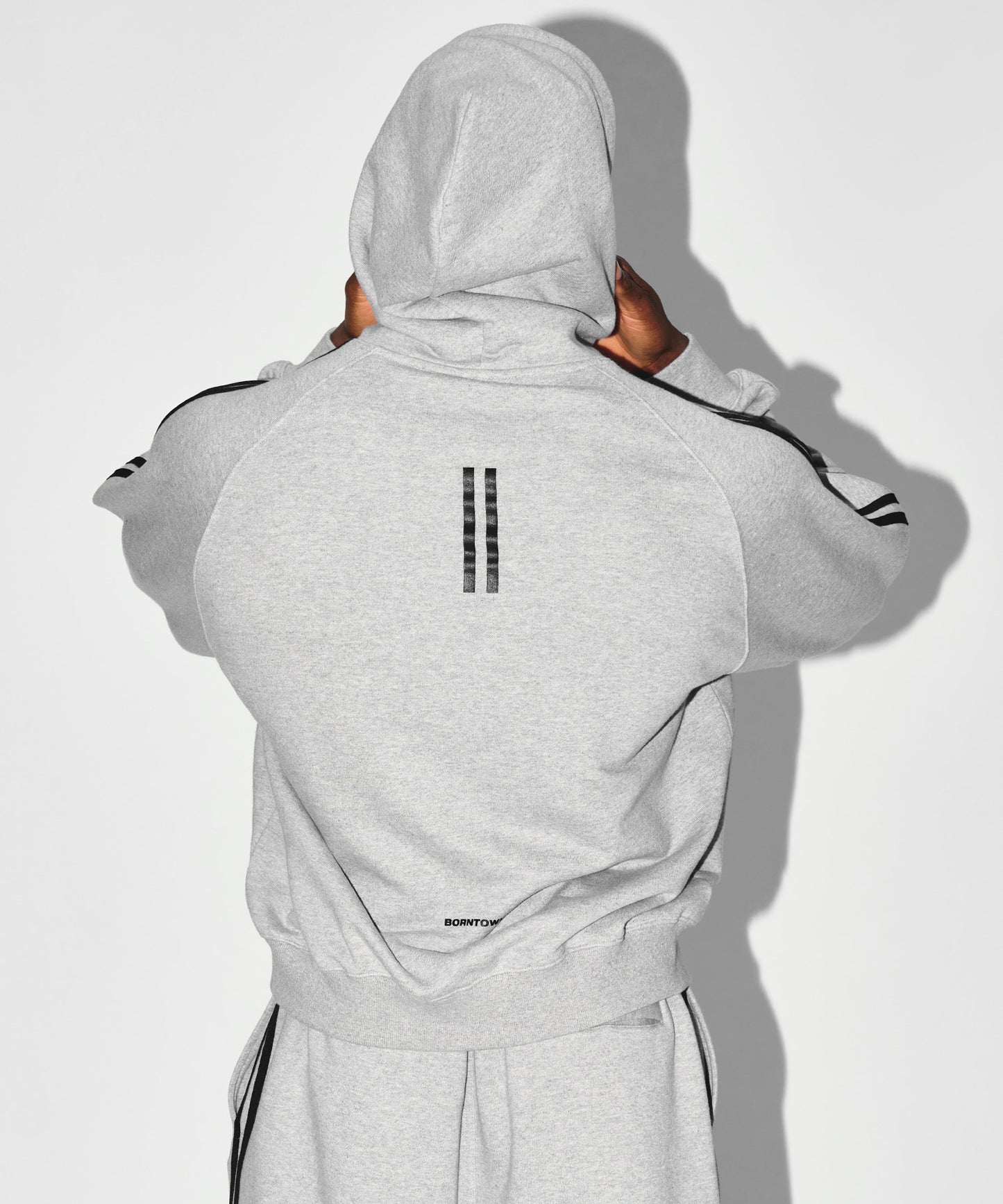 STROKE B TRACK LINE HOODIE [MELANGE GREY]
