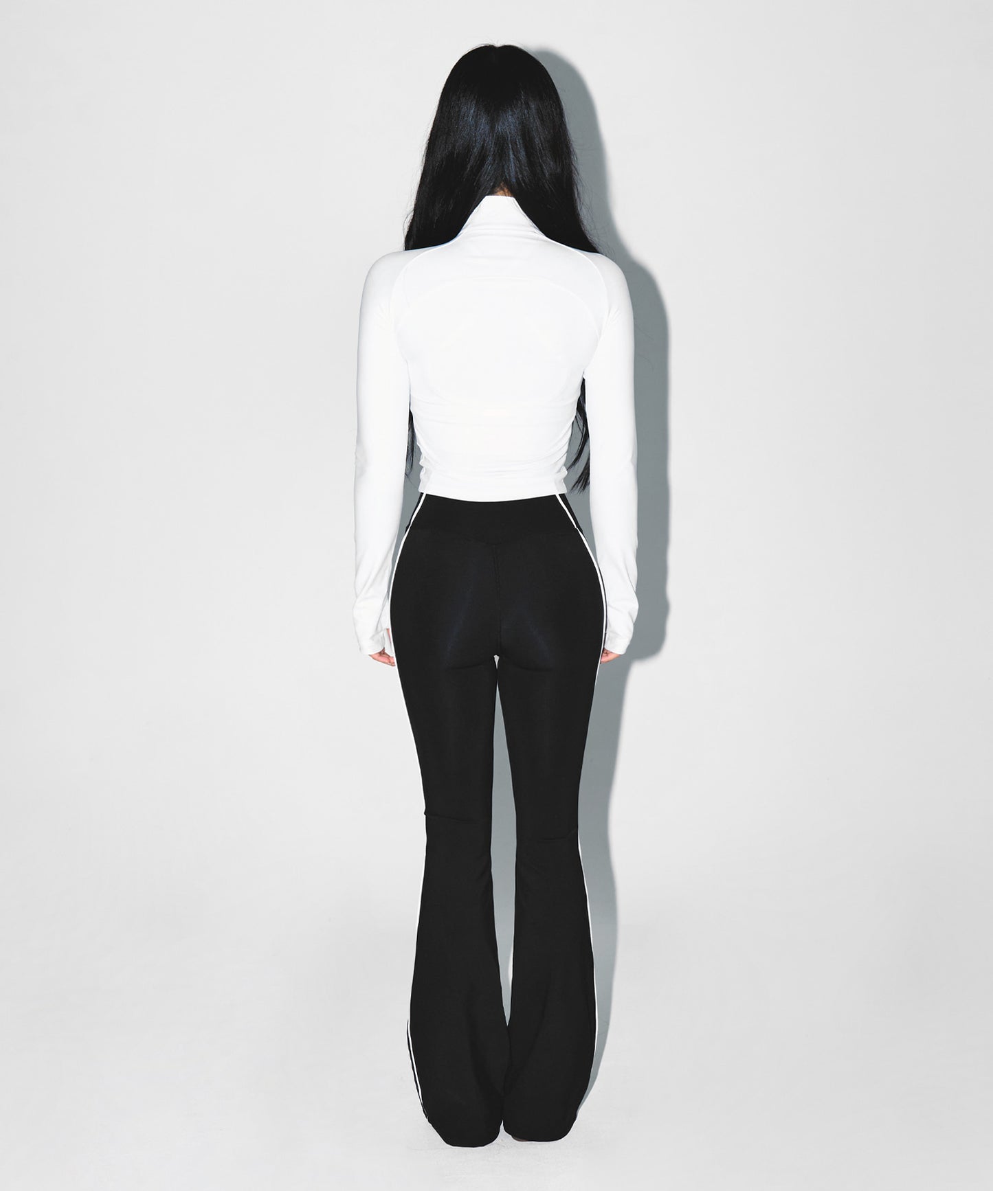 W PIPING FLEECE BOOTS CUT LEGGINGS [BLACK]