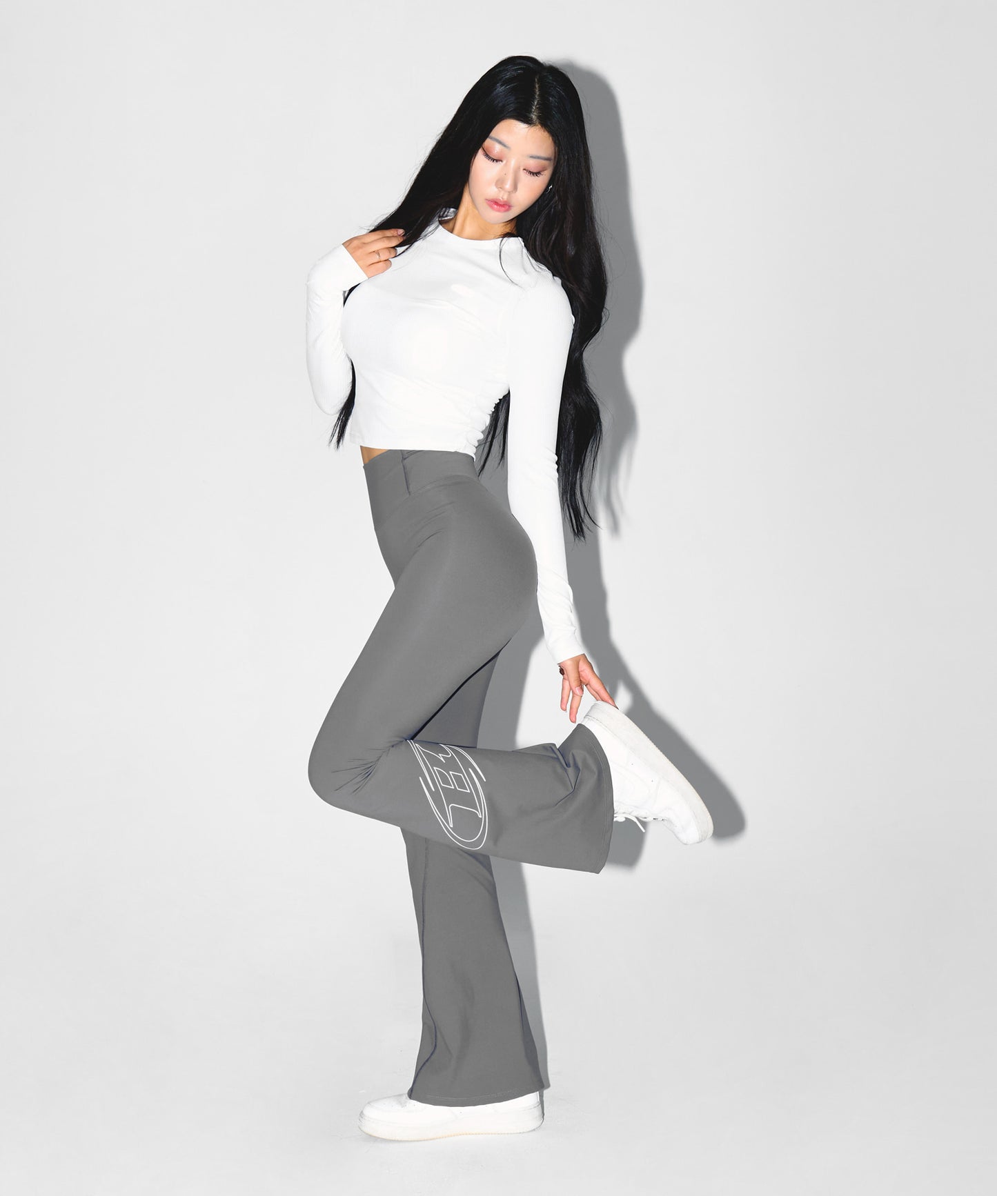 W STROKE B FLEECE BOOTS CUT LEGGINGS [CHARCOAL]