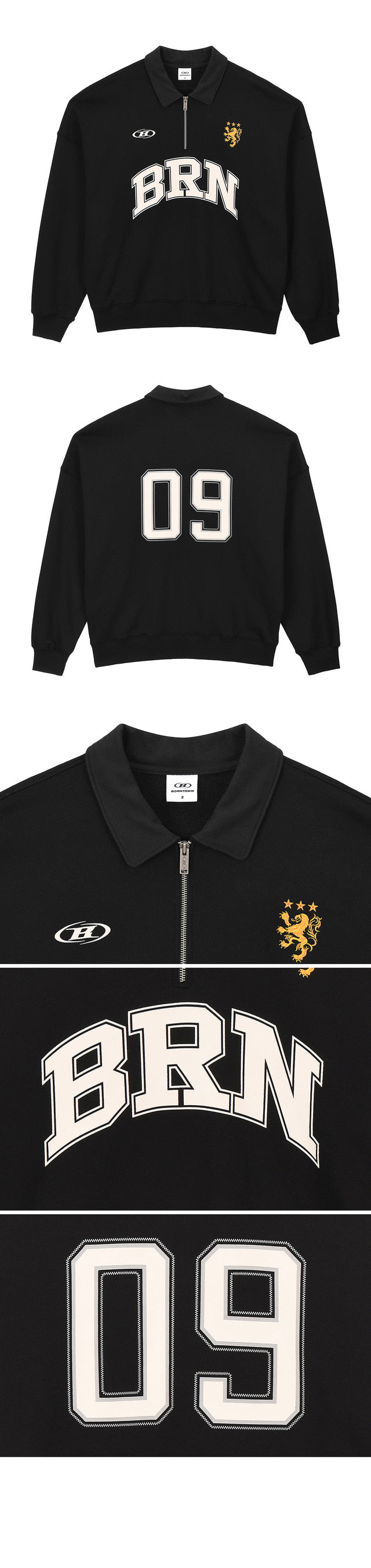 [11/26 Delivery] BRN ARCH HALF ZIP UP SWEATSHIRTS [BLACK]