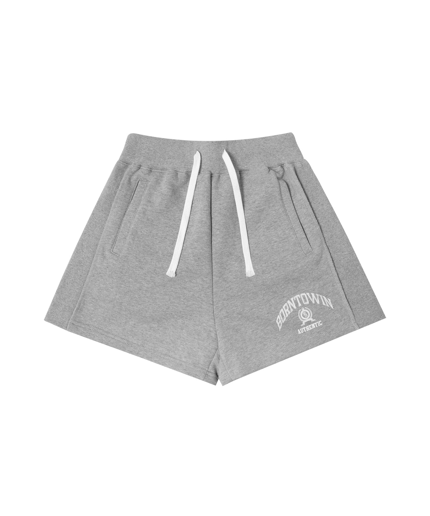 SIDE RIBBED EMBLEM SHORTS [MELANGE GREY]