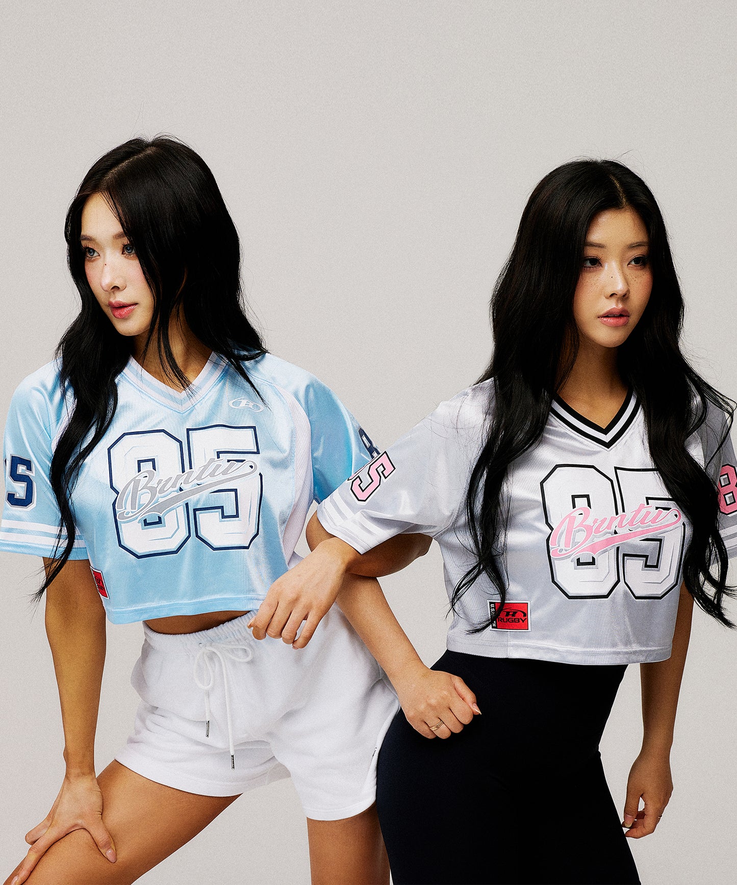 W RUGBY JERSEY CROP T-SHIRTS [SILVER]