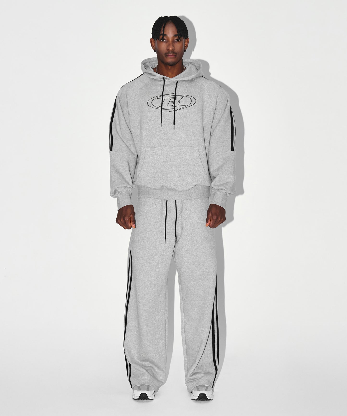 STROKE B TRACK LINE HOODIE [MELANGE GREY]