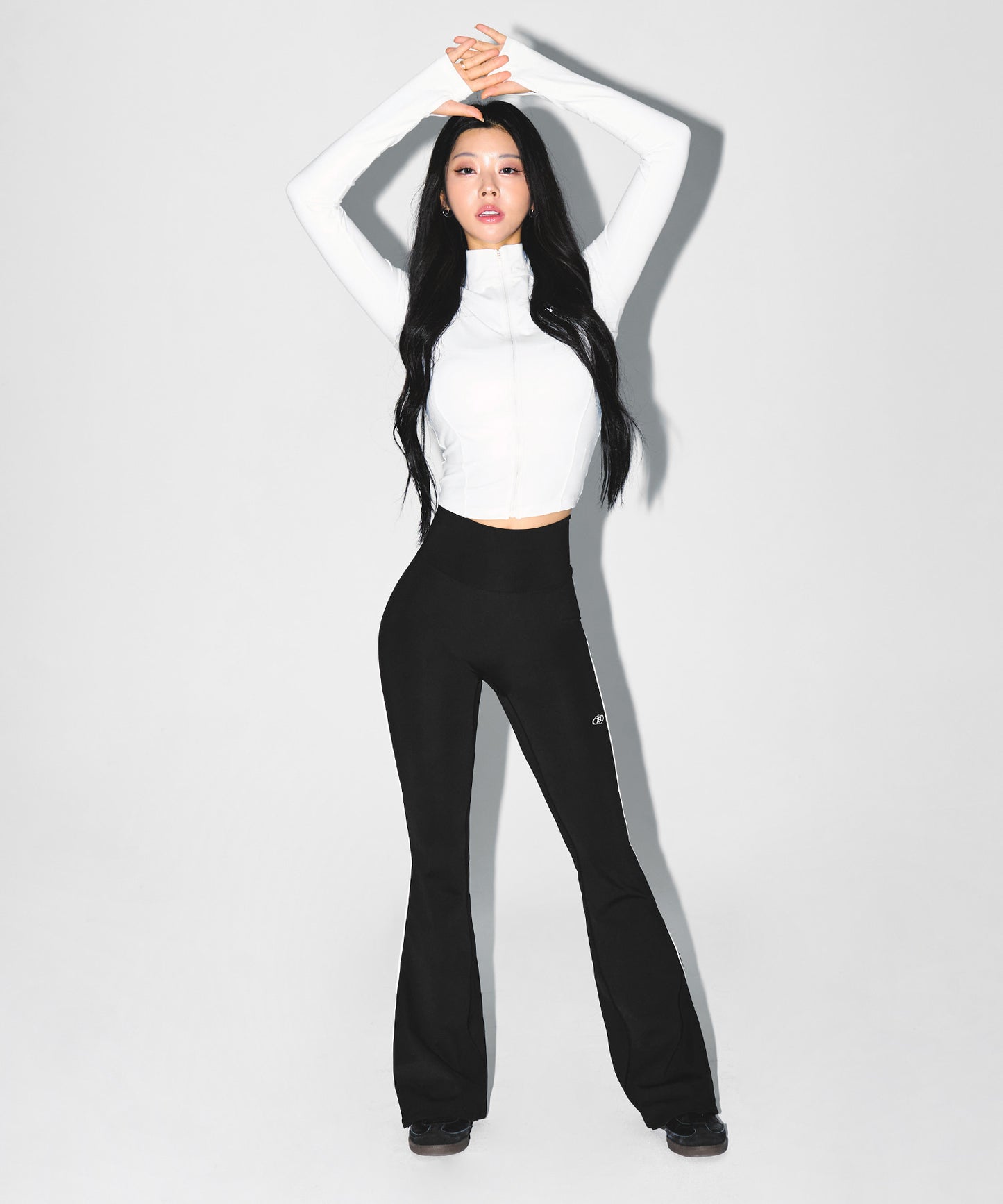 W PIPING FLEECE BOOTS CUT LEGGINGS [BLACK]