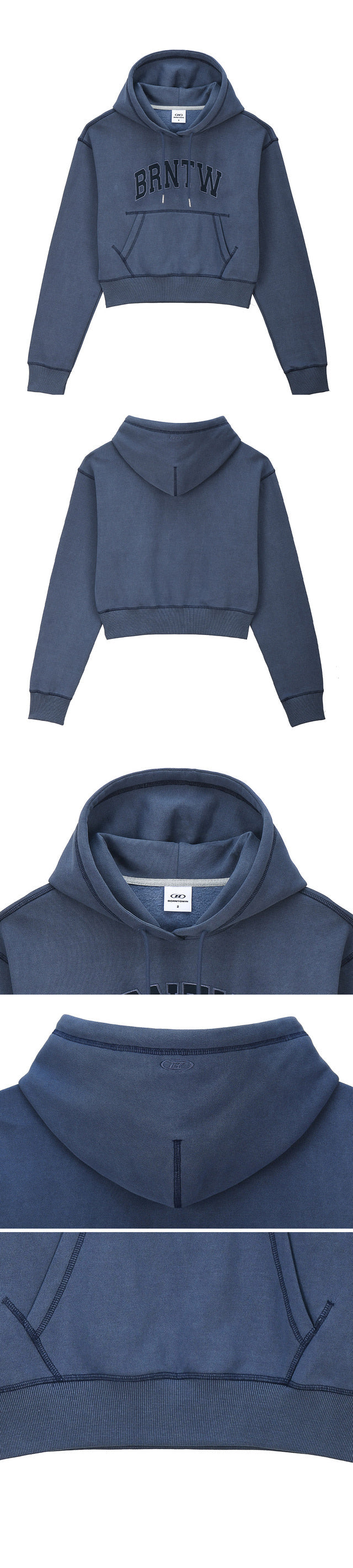 W PIGMENT DYEING CROP HOODIE [BLUE]