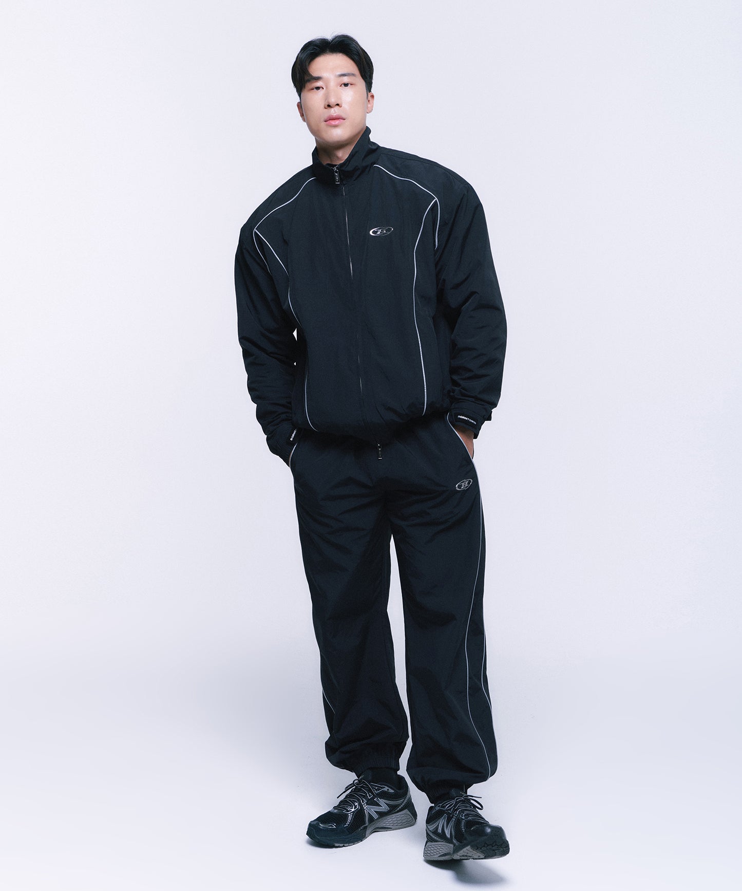 SILVER LINE NYLON WIND BREAKER [BLACK]