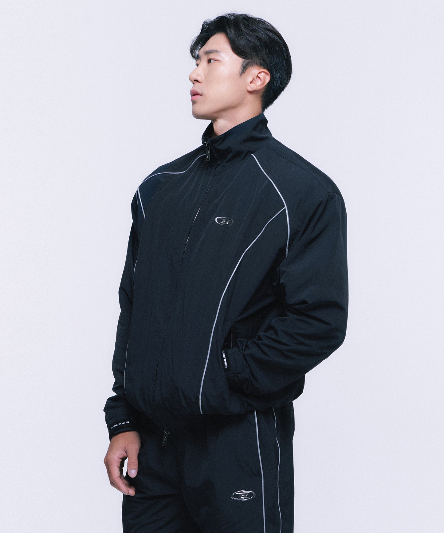 SILVER LINE NYLON WIND BREAKER [BLACK]