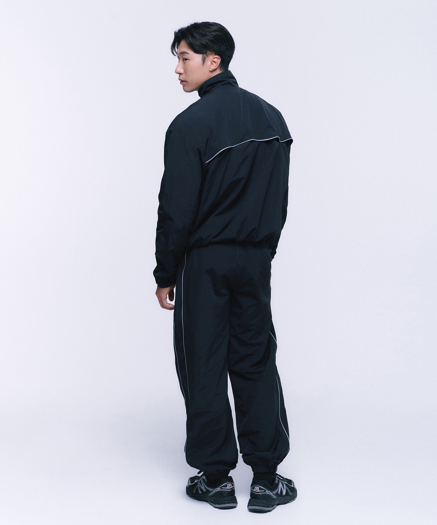 SILVER LINE NYLON WIND BREAKER [BLACK]