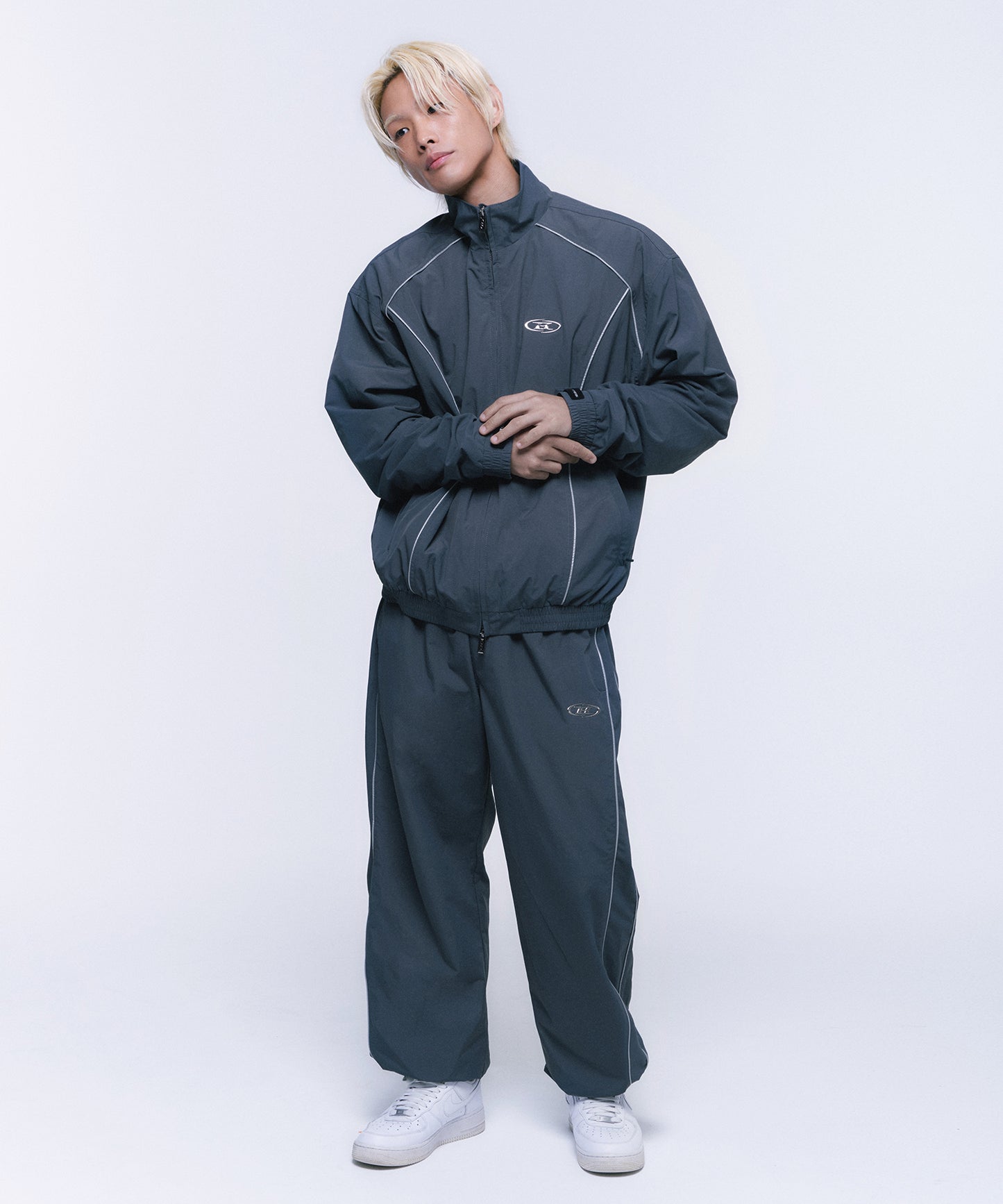 SILVER LINE NYLON WIND BREAKER [CHARCOAL]