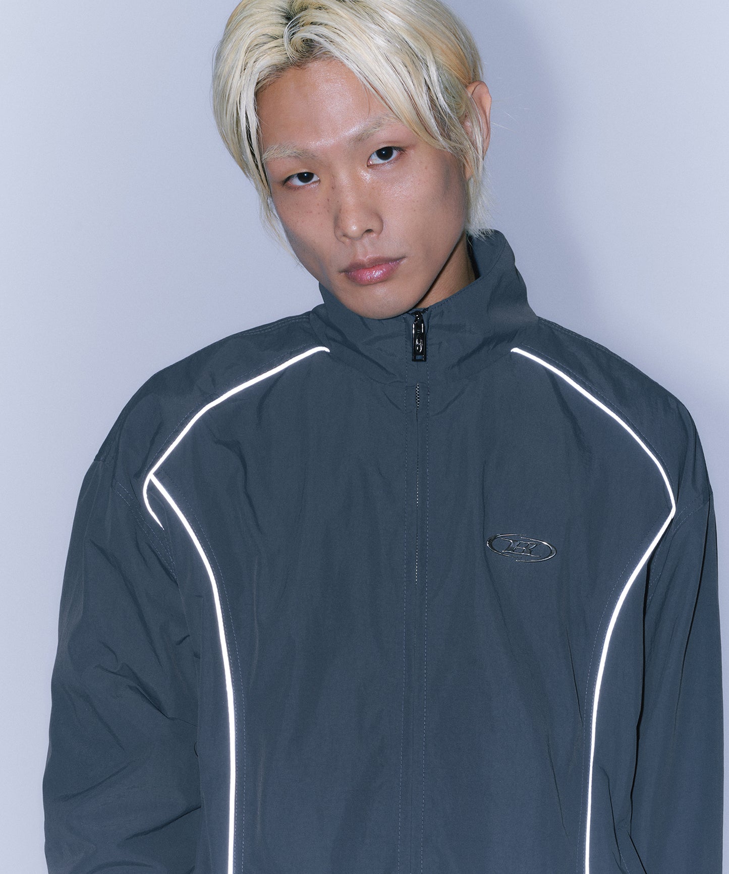 SILVER LINE NYLON WIND BREAKER [CHARCOAL]