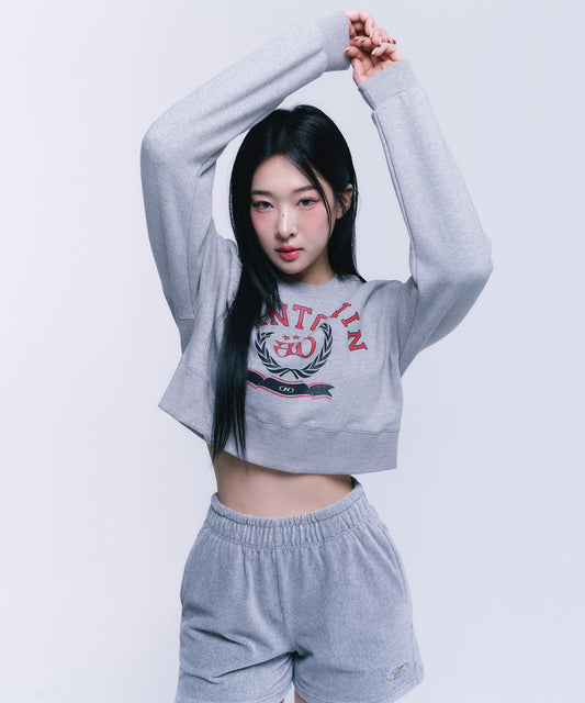 DOUBLE B EMBLEM CROP SWEATSHIRTS [MELANGE GREY]