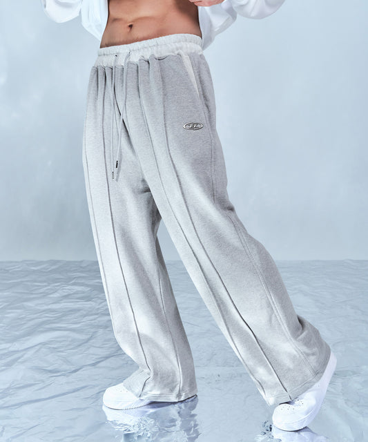 DOUBLE PIN TUCK WIDE PANTS [MELANGE GREY]