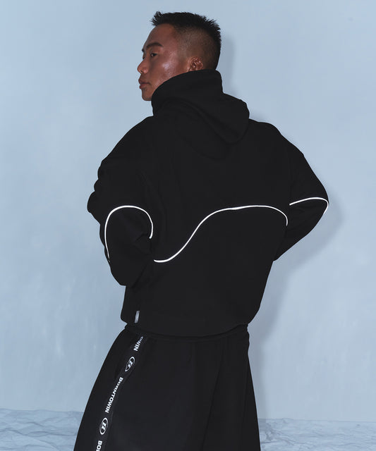 BIG CHROME REFLECTIVE LINE HOODIE [BLACK]
